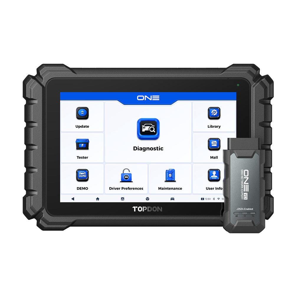 TOPDON ONE valise diagnostic auto OBD2 multi-marques, codage ECU, contrôle bidirectionnel, fonctions maintenance et analyse complète véhicule.
